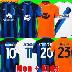 LUKAKU camisas de futebol 22 23 BARELLA VIDAL LAUTARO ERIKSEN INTERS DZEKO CORREA AWAY TERCEIRO MILANS UNIFORMES TOPs camisa de futebol 2022 2023 kit infantil masculino