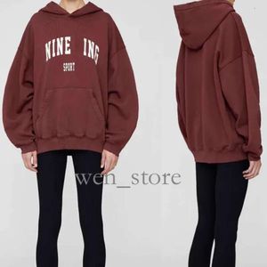 Anines bing kadınlar desginer pamuk hoodies abing sweatshirt klasik yuvarlak boyun uzun kollu moda süveter gevşek kazak sportshirt anime 460