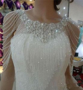 Ceketler 2021 Üst Lüks Kristal Rhinestone Bling Gelin Beyaz Dantel Düğün Şal Ceket Bolero Wrap7231904