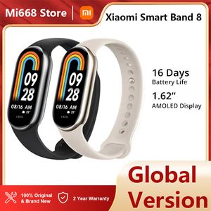 Глобальная версия Xiaomi Band 8 1,62 дюйма AMOLED Сверхдлительное время автономной работы 16 дней Смарт-браслет 150+ спортивных режимов