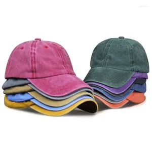 Top kapaklar düz renk düz baba şapka yıkanmış pamuk moda kadın beyzbol şapkası erkek unisex ayarlanabilir toptan damla