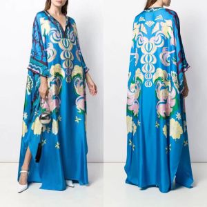 Vista novo estilo alongado do Oriente Médio Hot Style Kaftan Printsilk Jersey Feminino Vestido feminino