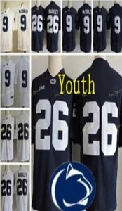 Gençlik Penn Eyaleti Nittany Lions 9 Trace McSorley 26 Saquon Barkley Kids Big Ten Eyaleti Donanma Beyaz Dikişli Kolej Footba3034920
