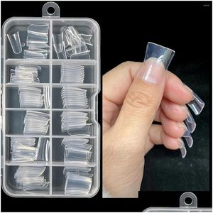 Unhas falsas 120pcs Clear Fl Er Duck Shaped Nail Tips Curvo Acrílico Pés Flare Curto Super Fan Falso Extensão.Drop Delivery Saúde Dhy3I