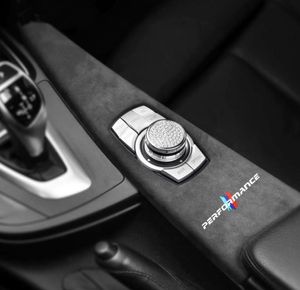 Alcantara Süet Sarma Araba Multimedya Düğmesi Panel Abs Meclis M Performans Çıkartmaları BMW F30 F34 F34 F36 F35 F33 F322138350