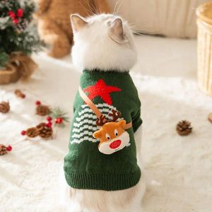 Kedi Kostümleri Online Ünlü Giyim Kazak Sonbahar ve Kış Noel Elk Küçük Yavru Kedi Örgü Festival Yıl Pet