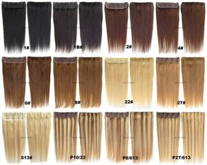 DHL Indian Remy Clip in Human Hair Extensions, прямые 105 г с кружевом для полной головы, блондин, черный, коричневый цвет 6555636