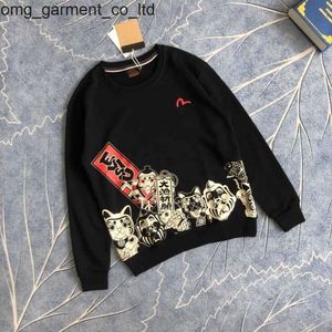 24ss yeni erkek hoodies sweatshirtler şanslı tanrı büyük balık kedi basit yuvarlak boyun çift büyük boyutlu gevşek kazak erkekleri kadınlar sonbahar kapüşon