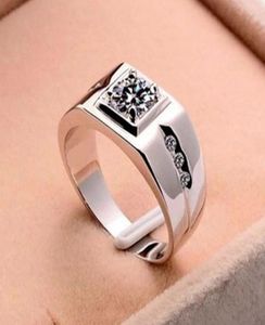 Boyut 65105 Yuvarlak Kesilmiş Solitarie Ring Beyaz Safir Simüle Elmas 10K Beyaz Altın Dolu Düğün Erkek Mücevher Hediye6160096