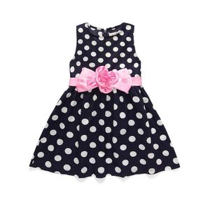 Büyük Polka Nokta Elbise Kız Bebek Beyaz Siyah Yay Kemerleri Kanat Tasarımları Çocuklar İçin Yaz Elbiseleri 1t - 7T1545564