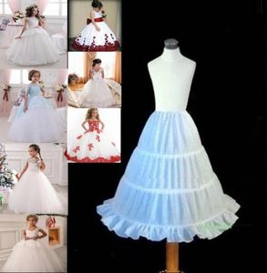 Çiçek Kız Elbise 3hoop Aline Crinoline Petticoat Üç Çember Çember Beyaz Küçük Çocuk Bustles Prenses Slip Etekler Petticoa9431351