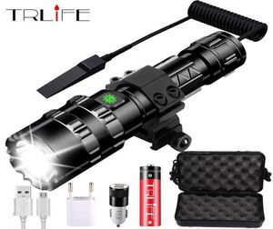 Super Bright LED Flashlight Tactical torch powerful usb Rechargeable lamp L2 Hunting light 5 Modes C8 flashlights hunting 210608313414287