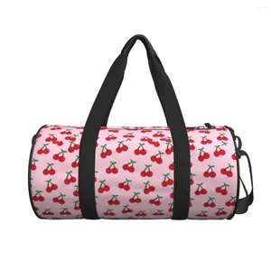 Duffel Çantalar Kawaii Kiraz Desen Seyahat Çantası Bitki Retro Pembe Yoga Spor Büyük Kapasiteli Sevimli Gym Erkek Kadın Taşınabilir Fitness