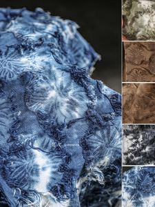 Gizli çiçek püskül pamuklu keten doğal el yapımı bitki kravat boya kumaş tasarımcı kumaş