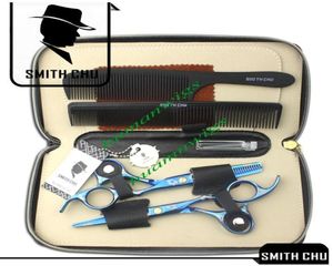 Ножницы для человеческих волос 60 дюймов, филировочные ножницы, костюм, синий узор сакуры, SMITH CHU JP440C, НОВЫЙ LZS00095934785