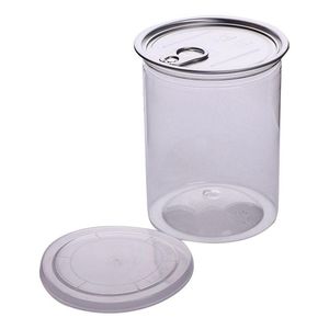 Paketleme şişeleri toptan 485ml 85x100mm berrak plastik kavanoz evcil hayvan pl ring metal kapak hava geçirmez kalay kutu gıda bitki konteyner paketi o dhngo