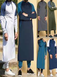 MEN039S Tshirts Erkekler Müslüman Gowns Jubba Thobe Arap İslami Giyim Orta Doğu Arap Abaya Dubai Uzun Robes Geleneksel Kafta2032106