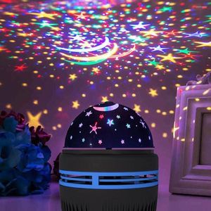 Gece Işıkları 2pc Çok Fonksiyonlu Yıldızlı Gökyüzü LED Projeksiyon Yatak Başucu Yatak Odası Atmosfer Lambası Dönen Stagelight Projektör