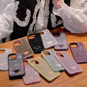 İPhone 15 14 için Lüks Üçgen P Cep Telefon Kılıfları Plus 13 13 PRO 12 12PRO 11 PRO Max Ren Mağazası Bling Glitter Case Cover