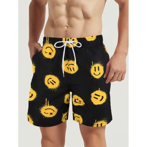 Shorts masculinos com forro de malha com cintura elástica, maiô de secagem rápida com bolsos com zíper, shorts de praia