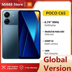 Новая новая глобальная версия Xiaomi Poco C65 Смартфон NFC Helio G85 Low Blue Light 6,74 дюйма IPS ЖК -экрана 90 Гц. Скорость обновления 18W Зарядка 18W Зарядка