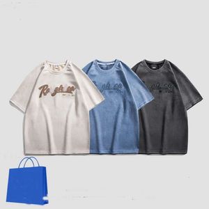 Дизайнерская роскошная классическая минималистичная замшевая свободная мужская и женская футболка Rampage с короткими рукавами 2023 года, новая тенденция, многофункциональная повседневная футболка