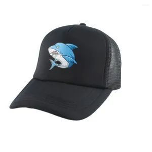 Top Caps 2024 Yaz Kadın Erkekler Mesh Beyzbol Cap Capoon Balık Köpekbalığı Baskı Hip Hop Sunhat Moda Snapback Nefes Alabilir Güneş Şapkası