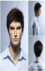 100 gerçek doğal saç erkekler kısa tam bakire siyah peruk saç parçası toupee rj3649131229