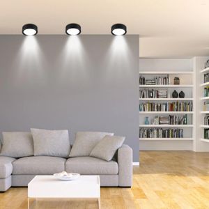 Tavan Işıkları 3/5/7/12W LED LAMPS Mini Arka Plan Yuvarlak Lamba 220V Punch Ücretsiz 3 renkli karartma Yüzeyi Ev Koridor Mutfak için Monte