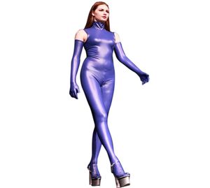 Linvme kadın sentetik lateks kolsuz yüksek boyun zentai cosplay catsuit kauçuk bodysuit tulum kulüp giysisi gövdesi bedenler 2112847