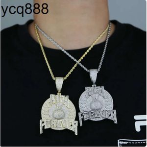 Bling Moissanit/Lab Diamond Mektubu Hip Hop Buzlu Çıkış Çıkar Ayarı Zengin Sonsuza Kadar Kolye Kolye Erkekler için Gümüş 18K Altın Kaplama