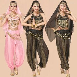 Sahne Giyim Yetişkin Bellydance Kostümü Kadınlar için 4pieces Suit Belly Dance Oriental Performance 4pcs Set Siyah Dans Giysileri
