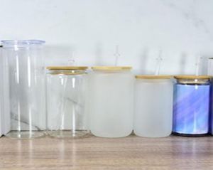 Bambu kapaklı bebek şişeleri ile süblimasyon camı saman 12oz 16 oz diy boşluklar buzlu temiz şekilli tumbler bardaklar ısı transferi coc1865112
