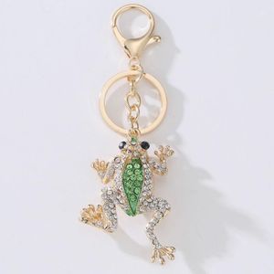Anahtarlıklar Benzersiz taç kurbağası kristal anahtarlık anahtarlık moda metal el çantası kolye çanta tokası anahtar zincirleri tutucu aksesuarları 287t