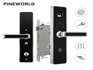 Pineworld biyometrik parmak izi Akıllı Lockhandle Elektronik Kapı LockfingerPrrintrfidkey Dokunmatik Ekran Dijital Parola Kilidi 2019091251