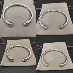 DY pulseira de designer de alta qualidade abrindo pulseiras ajustáveis ​​para mulheres na moda prata trançada cabo fio pulseiras jóias acessórios simples ZH151 B4