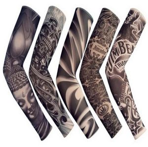 5 шт. новые смешанные 92 нейлоновые эластичные поддельные временные татуировки с рукавами для рук, чулки для тела, татуировки для крутых мужчин, женщин1929047