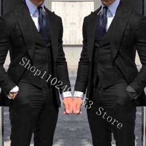 Костюмы Новые модные мужские костюмы на заказ 2023 Slim Fit с острым лацканом из 3 предметов Элегантный деловой костюм для свадьбы Комплект Trajes De Hombre