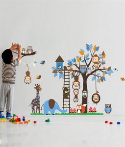 Großer Baum Tier Wandaufkleber für Kinderzimmer Dekoration Affe Eule Fuchs Bär Zoo Aufkleber Cartoon DIY Kinder Baby Home Aufkleber Mur1755673