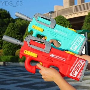 Silah Oyuncakları 2023 Yeni P90 Elektrikli Su Tabancası Yüksek teknoloji çocuk oyuncakları açık plaj havuzu büyük kapasiteli yaz jel patlama su tabancası Yetişkinler için yq240307
