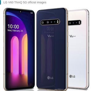 LG V60 ThinQ 5G V600 6.8 inche Octa-core 8GB RAM 128GB ROM phones 64MP Triple Camera 1 SIM Fingerprint Original Unlocked Cellphone