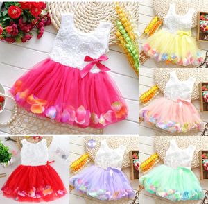 Bebekler Prenses Kızlar Çiçek Elbise 3d Gül Çiçek Bebek Kız Tutu Elbise Renkli Petal Dantel Elbise Kabarcık Etek Bebek Giysileri M27890451
