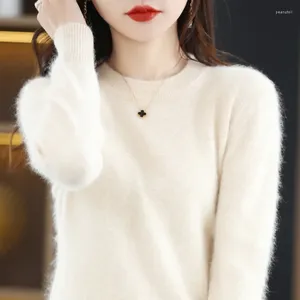 Kadın Sweaters Sonbahar ve Kış Saf Mink Poater Sıcak Moda Yuvarlak Boyun Külot Düz Renk Işığı Lüks Gevşek Üst