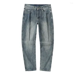 Jeans da uomo pantaloni coreani gamba dritta denim larghi lavati lunghi taglia grande