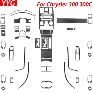 Chrysler için İç Aksesuarlar 300C 2005-2007 Gerçek Karbon Fiber Dişli Vites Hava Çıkışı Direksiyon Paneli Araç Çıkartma