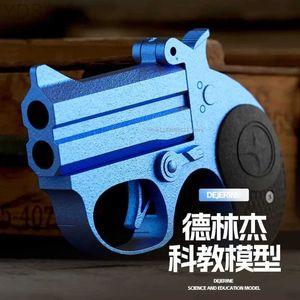 Gun Toys Delinger Kabuk Atma Çocuk Oyuncak Gun Metal Boy Bilim ve Eğitim Modeli Kompakt Taşınabilir Parmak Tabanca YQ240307