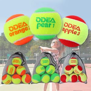 Теннисные мячи для детей ODEA, 6 шт. с сетчатым мешком, красные, оранжевые, зеленые, для этапов 1, 2, 3, одобренные ITF, теннисные мячи для переходного периода 240227