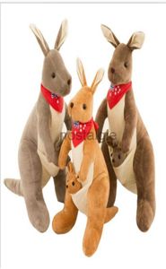 Doldurulmuş hayvanlar 28cm 40cm 50cm 70cm boyunda kanguru ile kanguru ile çocuklar için hayvan macera bebek oyuncak q0727431376 240307