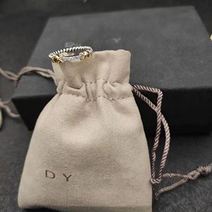 Dy Band Alyans Man Twisted İki Renkli Çapraz İnci Tasarımcı Yüzüğü Kadın Moda 925 STERLING Gümüş Vintage Dy Takı Lüks Elmas Hediye