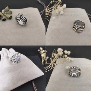 Серебряные кольца с покрытием DY, дизайнерские украшения для мужчин, большое кольцо с бриллиантом для женщин, роскошное витое обручальное кольцо dy, подарки на день Святого Валентина, минималистичный zh147 E4